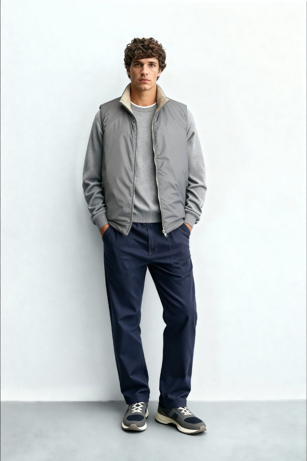 Reversible Vest Grey/Beige
