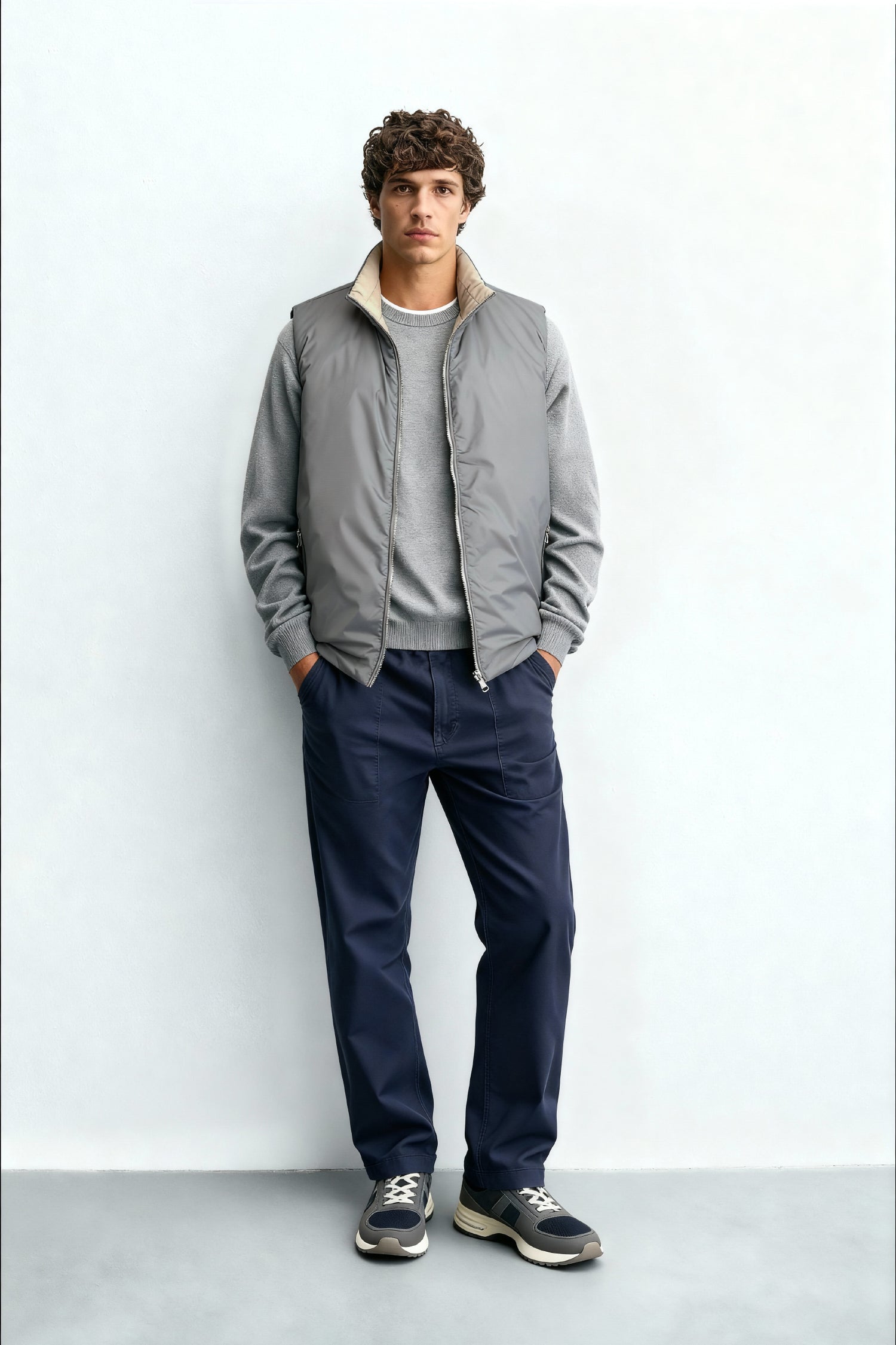 Reversible Vest Grey/Beige